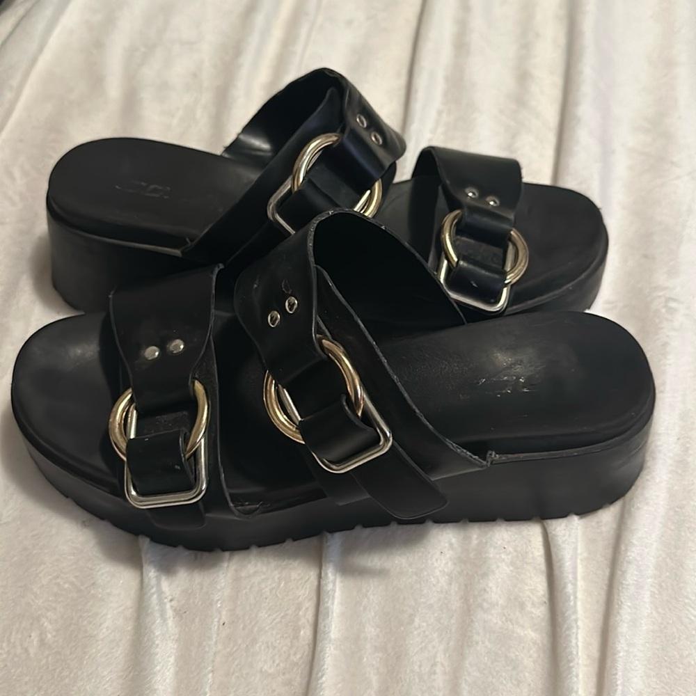 Black Footbed Sandals
